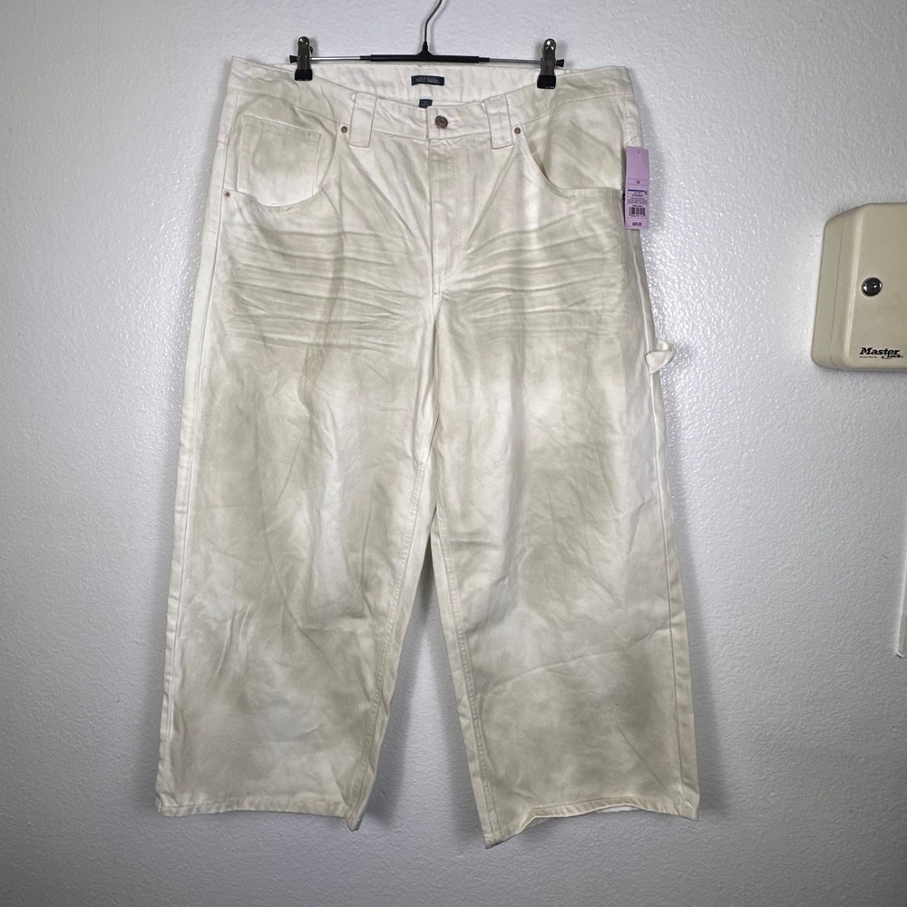 Wild Fable Carpenter Jeans Off White Washed Wide Leg Cotton Pants 16‎ NWT
